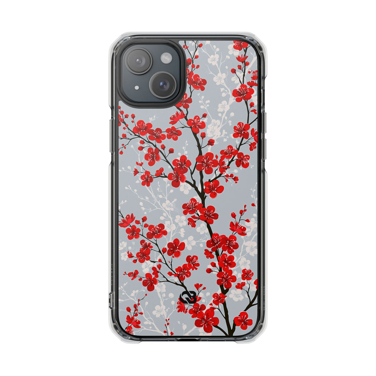 Scarlet Plum Blossom · Clear Impact Magnetic Phone Case for iPhone ·  Red