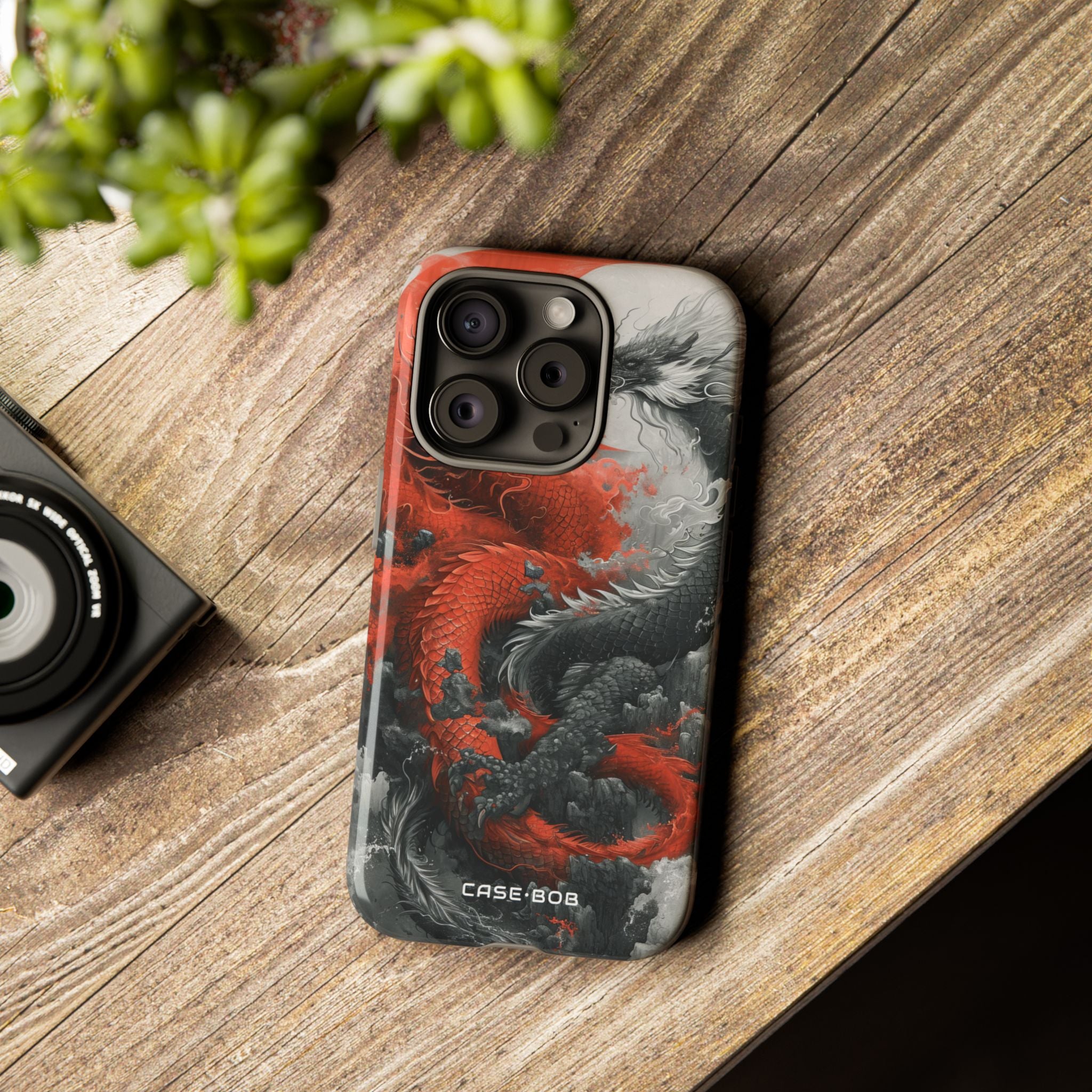 Twin Dragons Crimson iPhone 15 Pro Cover - Tough
