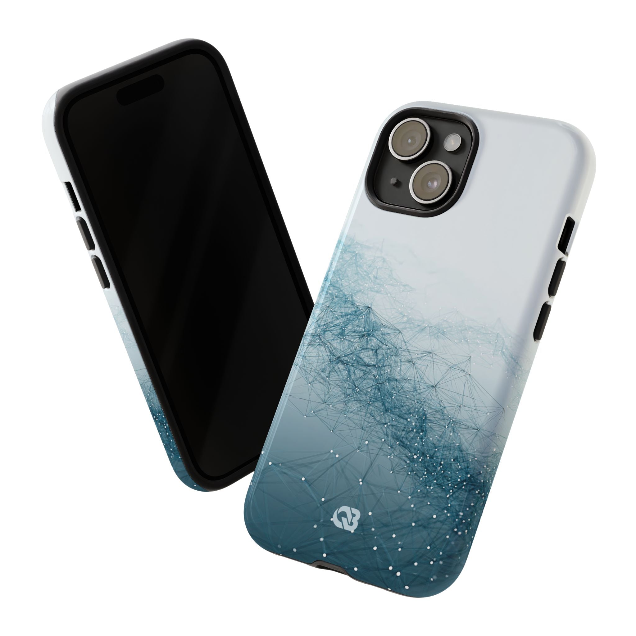 Teal Tough Phone Case for iPhone - Cyan Vector Lattice