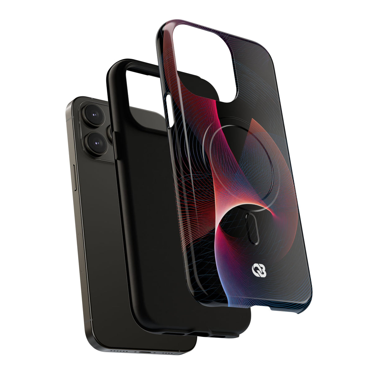 Black Tough 2.0 Magsafe Phone Case for iPhone - Cobalt Crimson Flux
