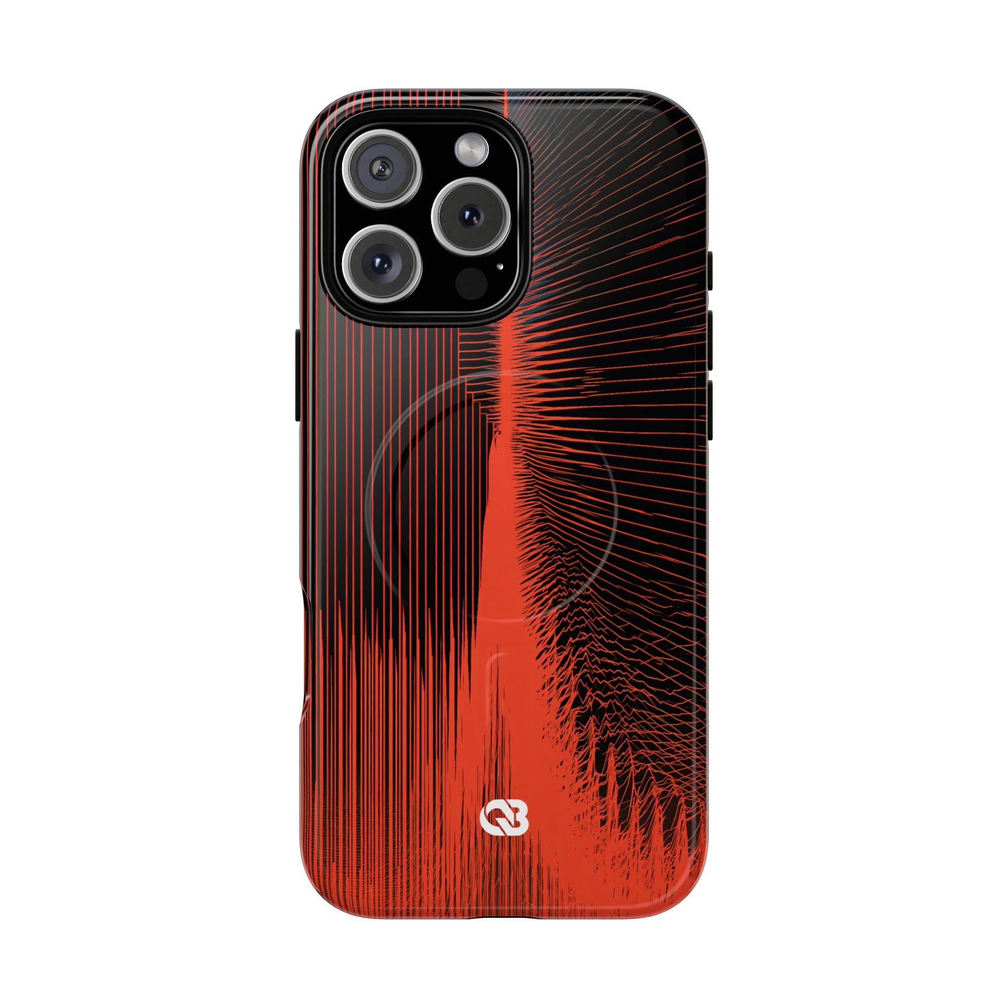 Red Tough 2.0 Magsafe Phone Case for iPhone - Crimson Frequency Pulse