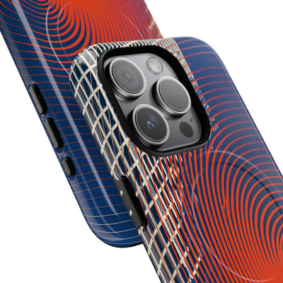 Blue Tough 2.0 Magsafe Phone Case for iPhone - Orange Orbit Grid