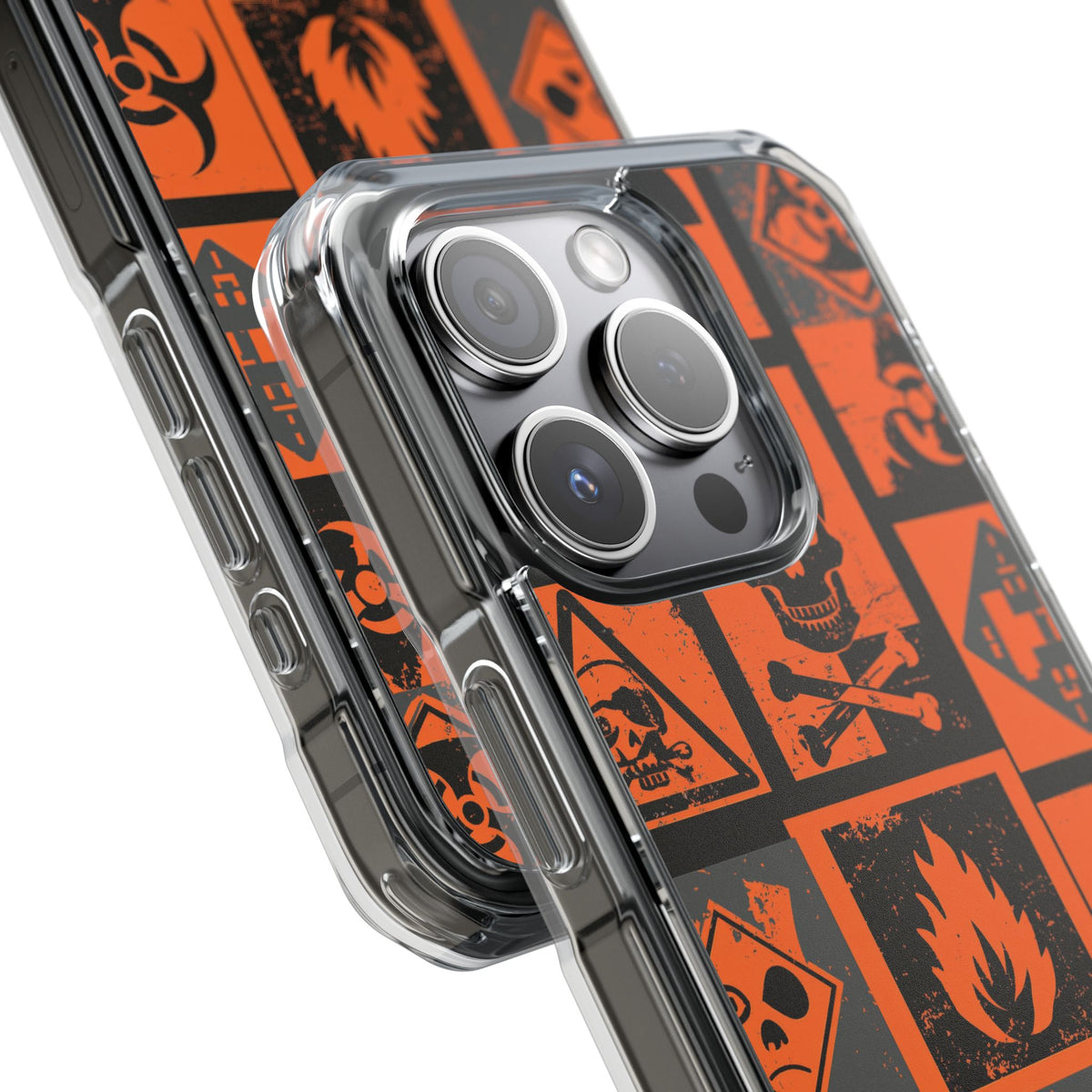 Urban Hazard · Clear Impact Magnetic Phone Case for iPhone · Orange