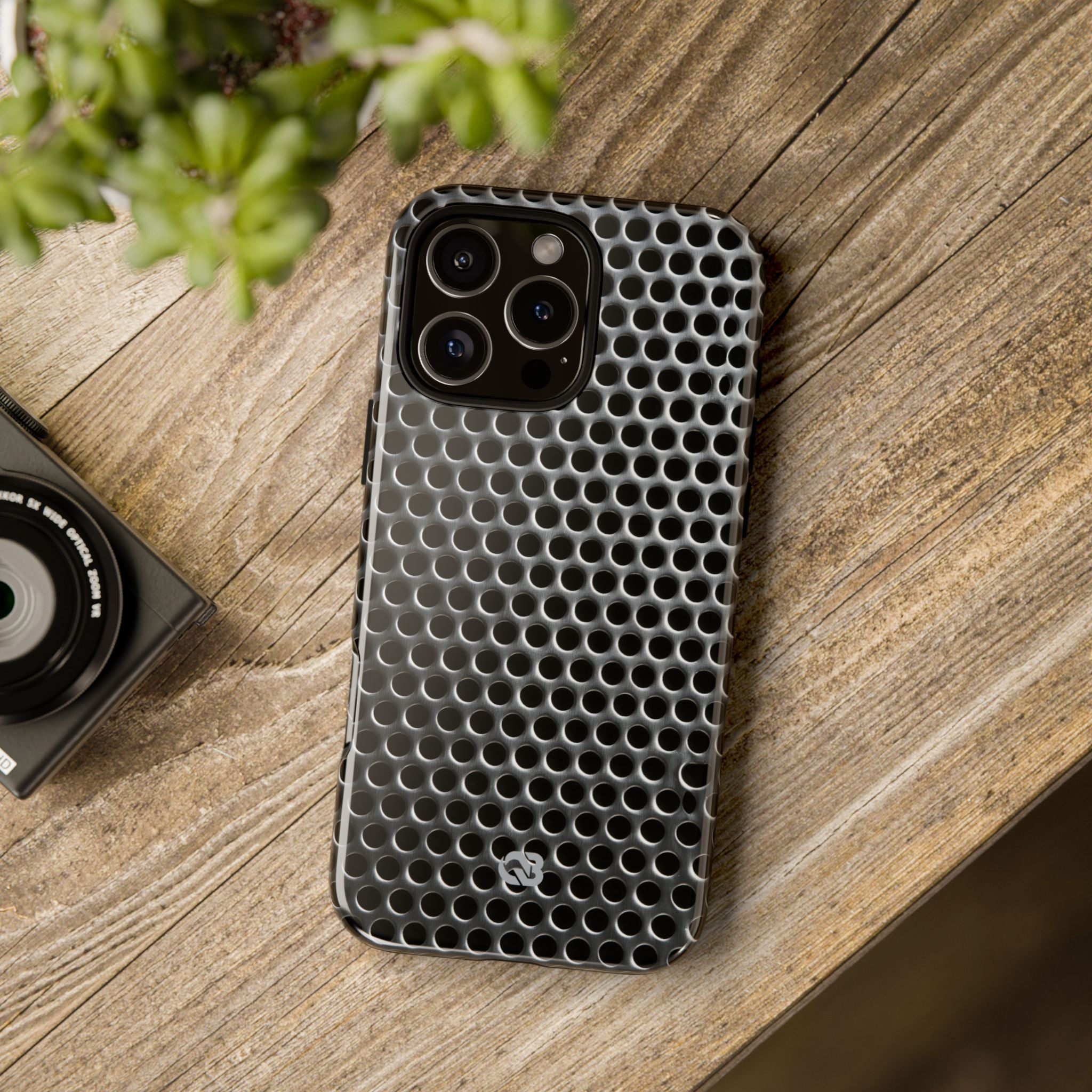 Silver Tough Phone Case for iPhone - Brutalist Steel Mesh