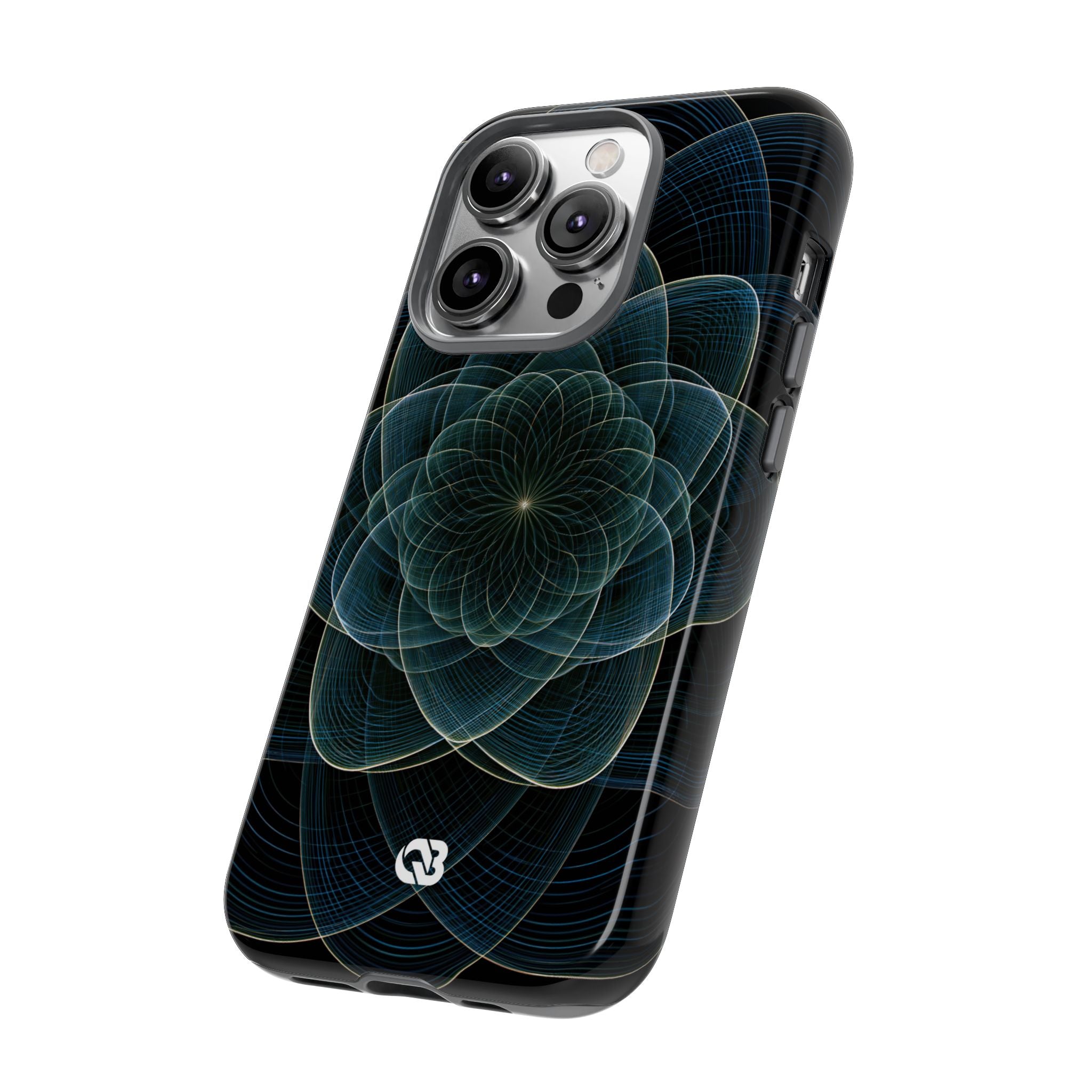 Blue Tough Phone Case for iPhone - Celestial Wireframe Bloom