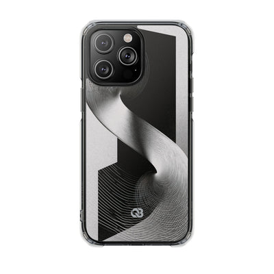 Grey Impact MagSafe Phone Case for iPhone - Obsidian Moiré Wave