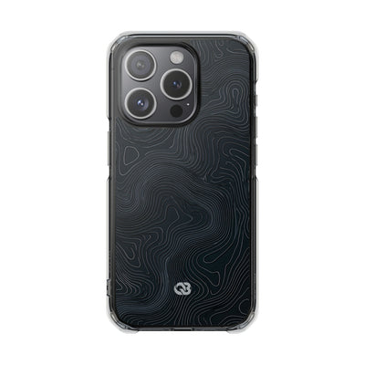 Black Impact MagSafe Phone Case for iPhone - Obsidian Ridge Topo