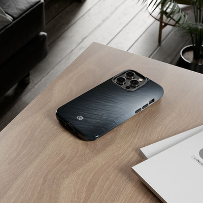 Grey Tough Phone Case for iPhone - Charcoal Brushed Steel