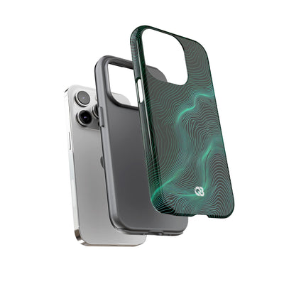 Teal Tough Phone Case for iPhone - Neon Jade Contour