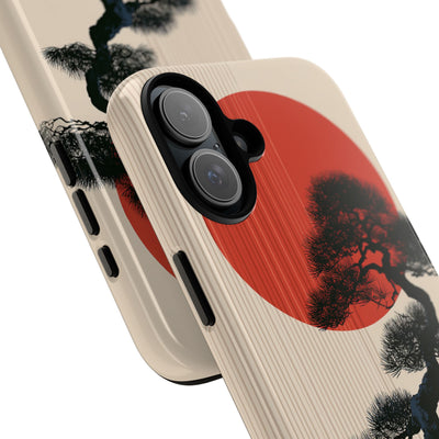 Beige Tough Phone Case for iPhone - Kyoto Crimson Pine