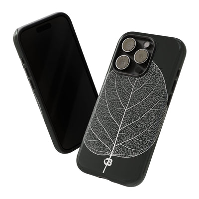 Black Tough Phone Case for iPhone - Bleached Leaf Lattice