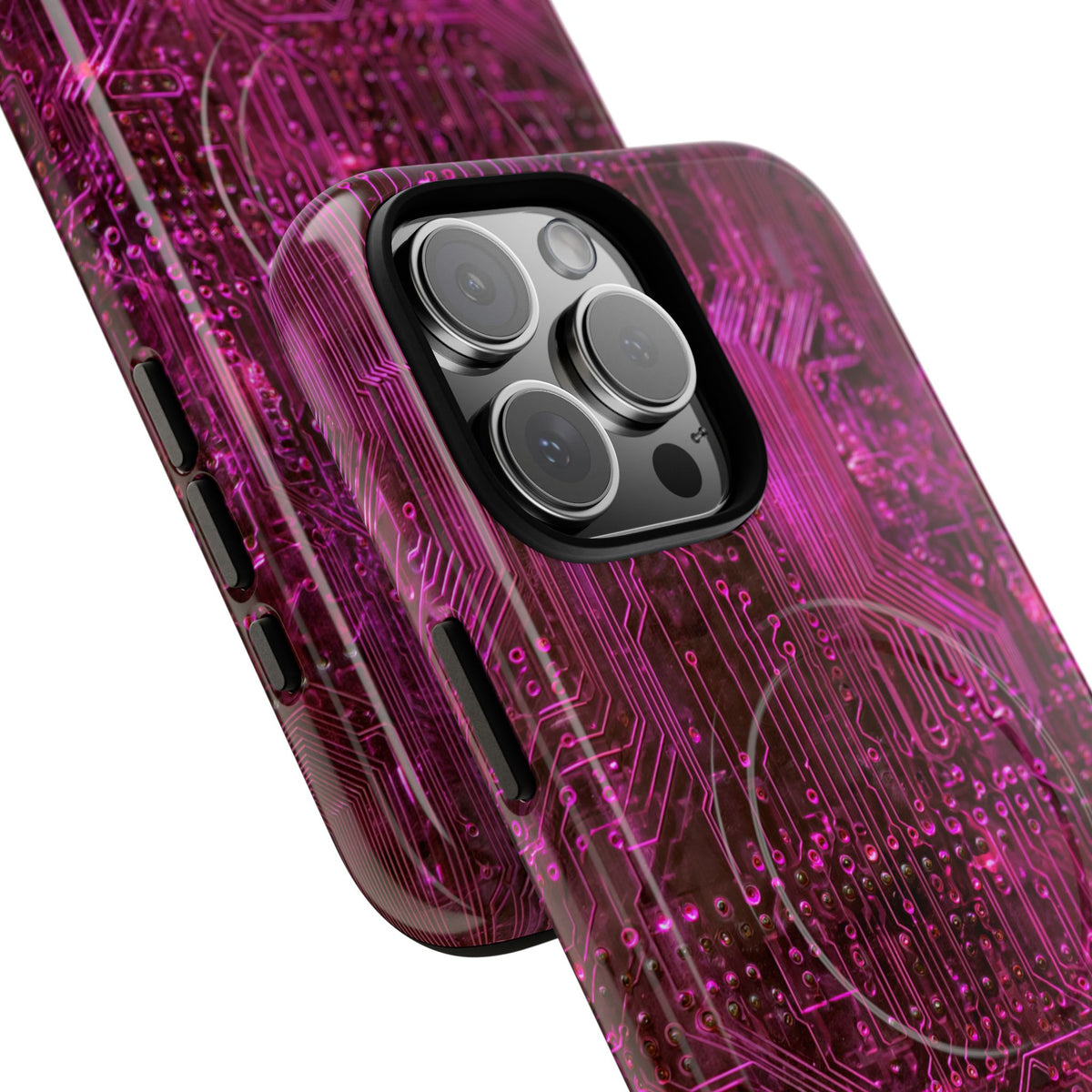 Magenta Circuit Trace · Tough 2.0 Magnetic Phone Case for iPhone · Pink