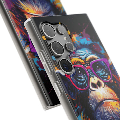 Neon Splatter Primate · Soft Telefoncover til Samsung