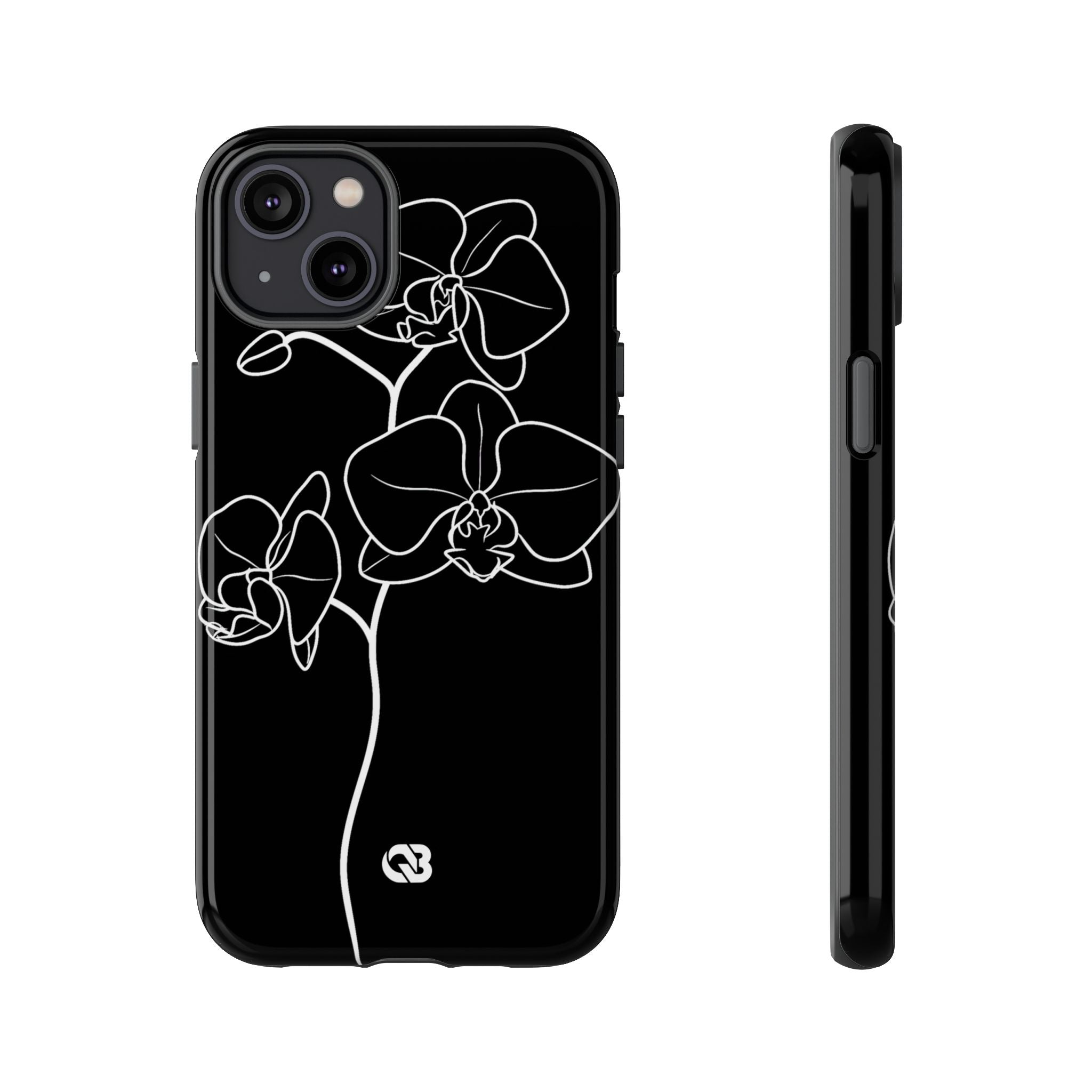 Black Tough Phone Case for iPhone - Noir Alabaster Orchid