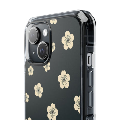 Teal Impact MagSafe Phone Case for iPhone - Obsidian Cream Petals