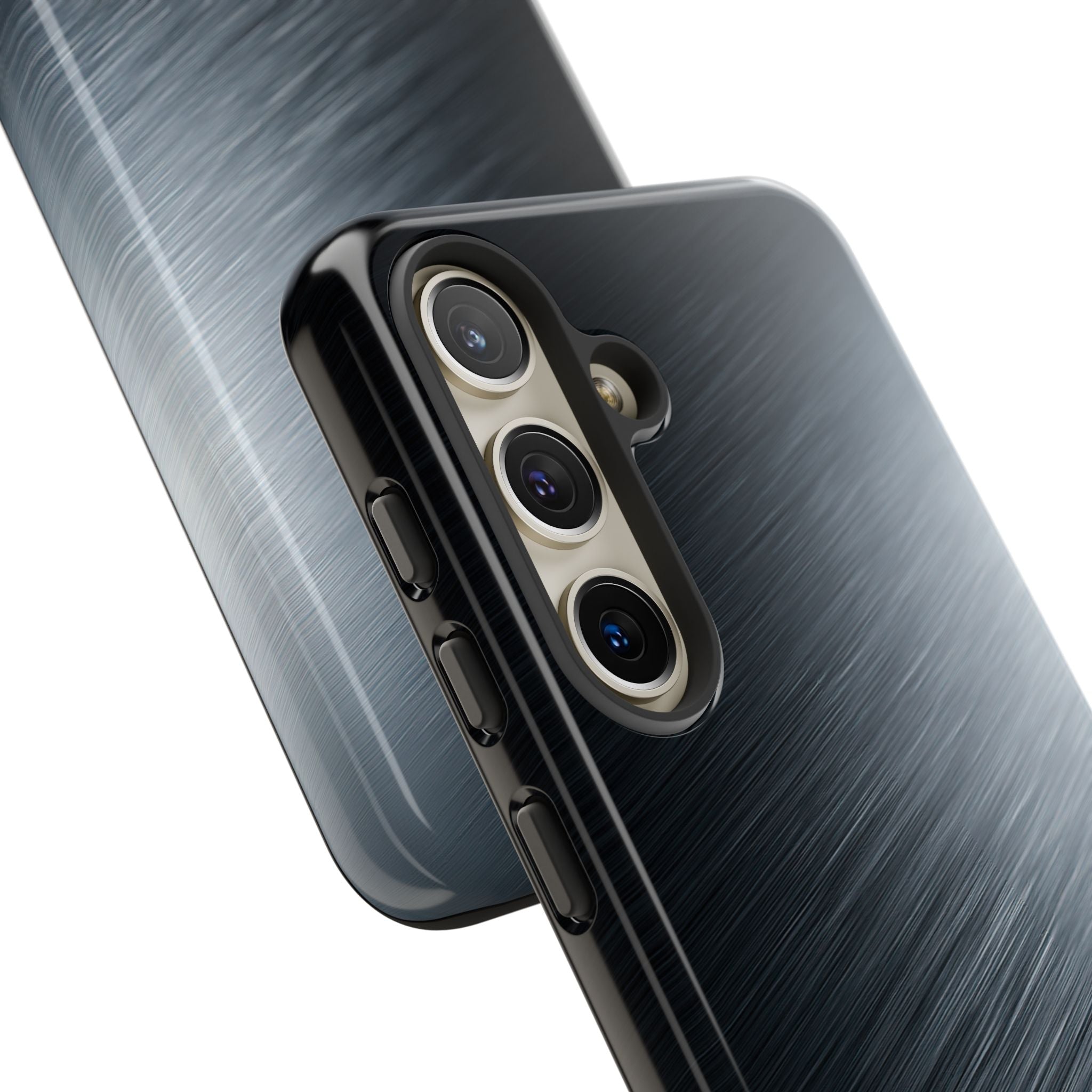 Grey Tough Phone Case for Samsung - Charcoal Brushed Steel