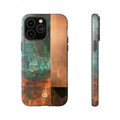 Teal Tough Phone Case for iPhone - Verdigris Copper Slab