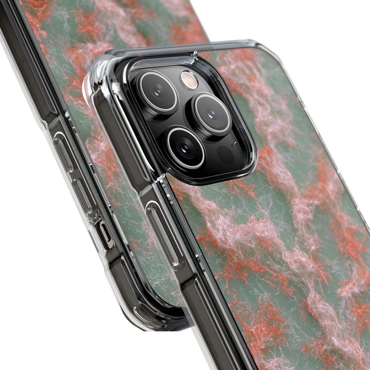Coral Pixel Matrix · Clear Impact Magnetic Phone Case for iPhone · Green