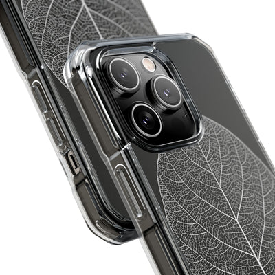 Black Impact MagSafe Phone Case for iPhone - Bleached Leaf Lattice