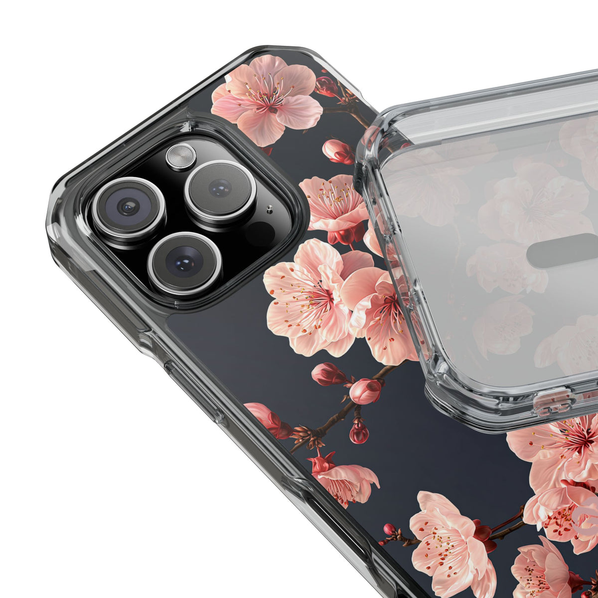 Midnight Sakura Bloom · Clear Impact Magnetic Phone Case for iPhone · Pink