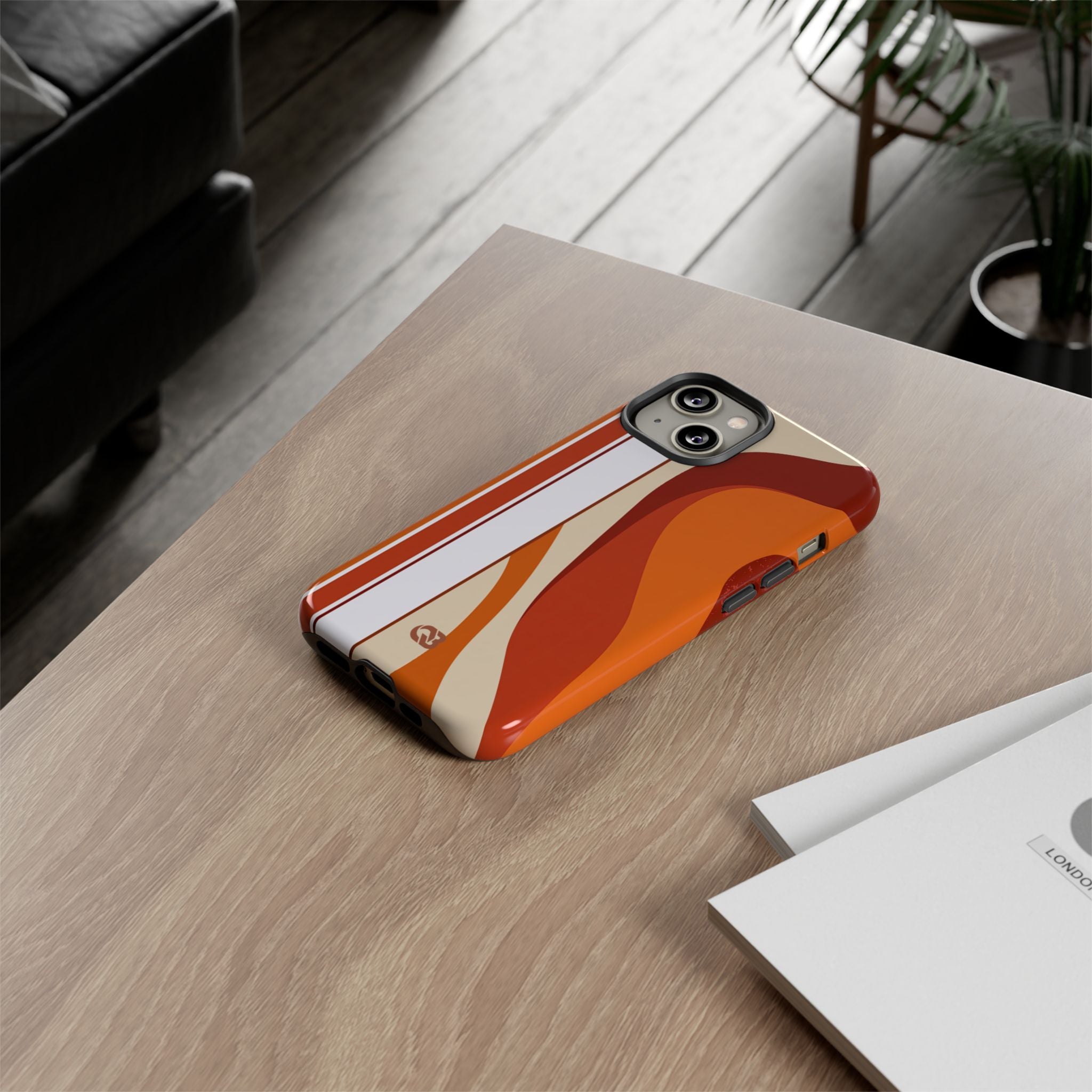Orange Tough Phone Case for iPhone - Terracotta Metro Line
