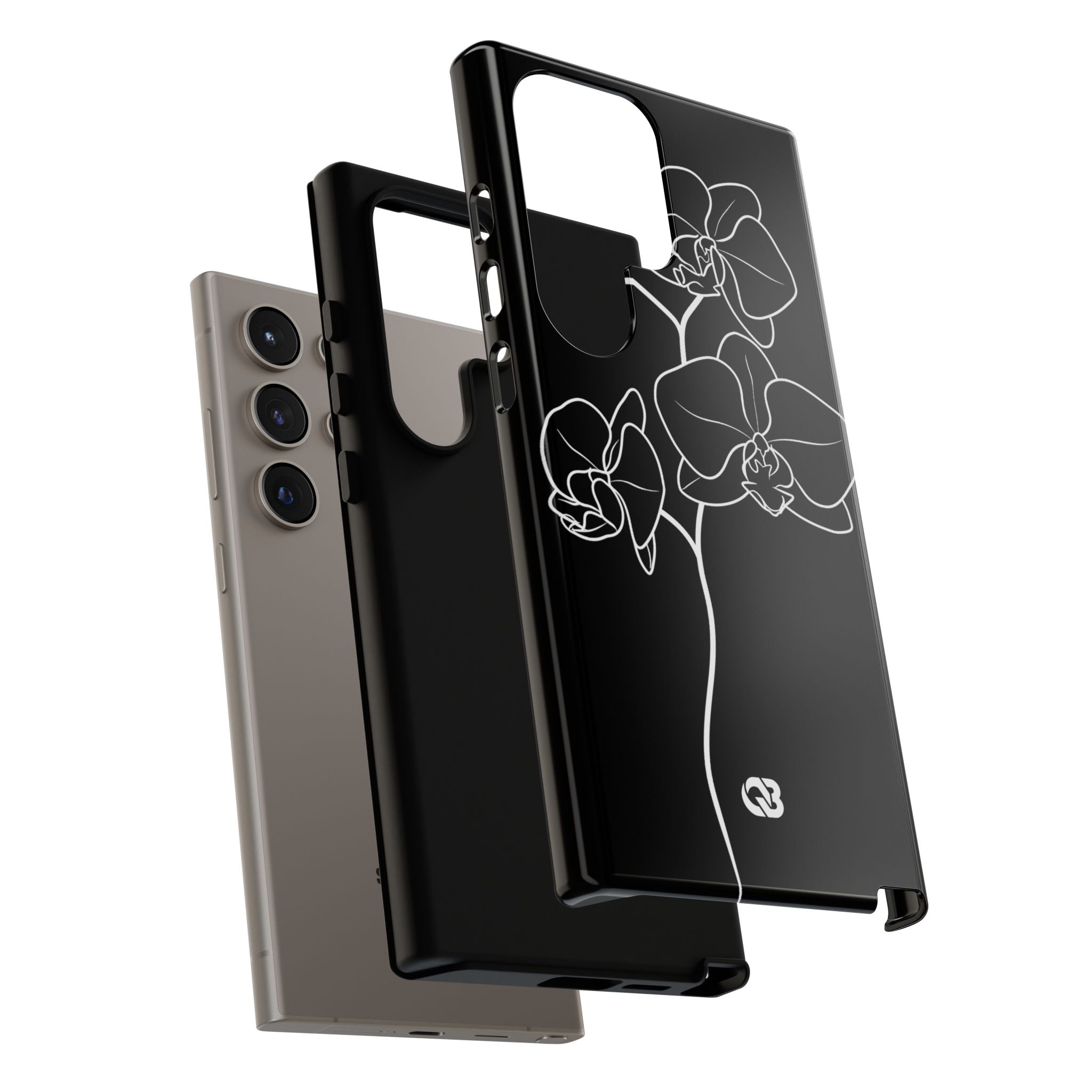 Black Tough Phone Case for Samsung - Noir Alabaster Orchid