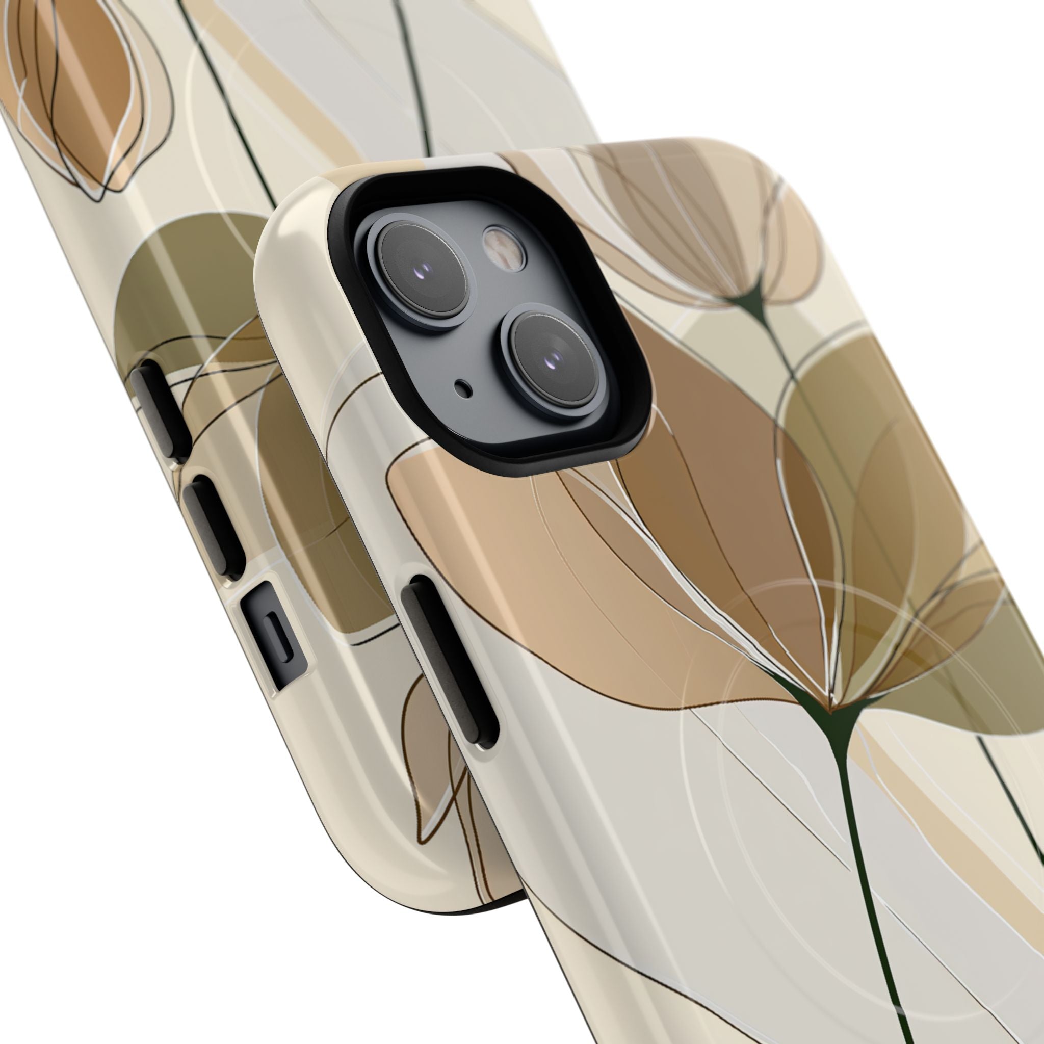 Beige Tough 2.0 Magsafe Phone Case for iPhone - Muted Ochre Petals