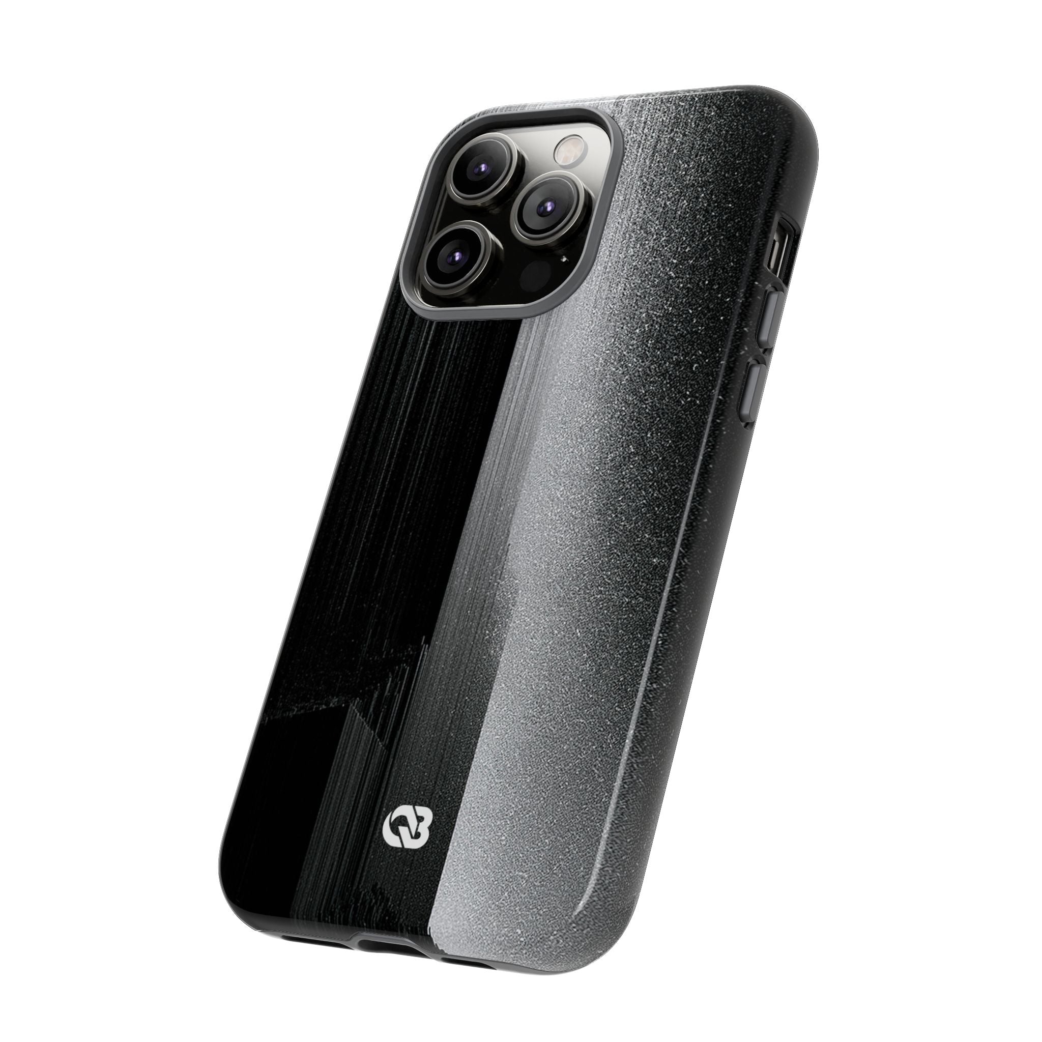 Black Tough Phone Case for iPhone - Brutalist Pixel Monolith