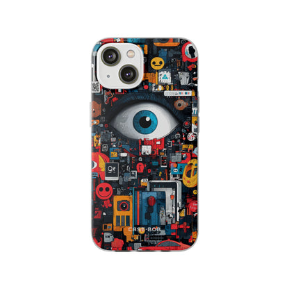 Digitale Oog Blauw iPhone 14 Case - Soft