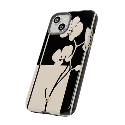Beige Tough Phone Case for iPhone - Nocturnal Orchid Frame