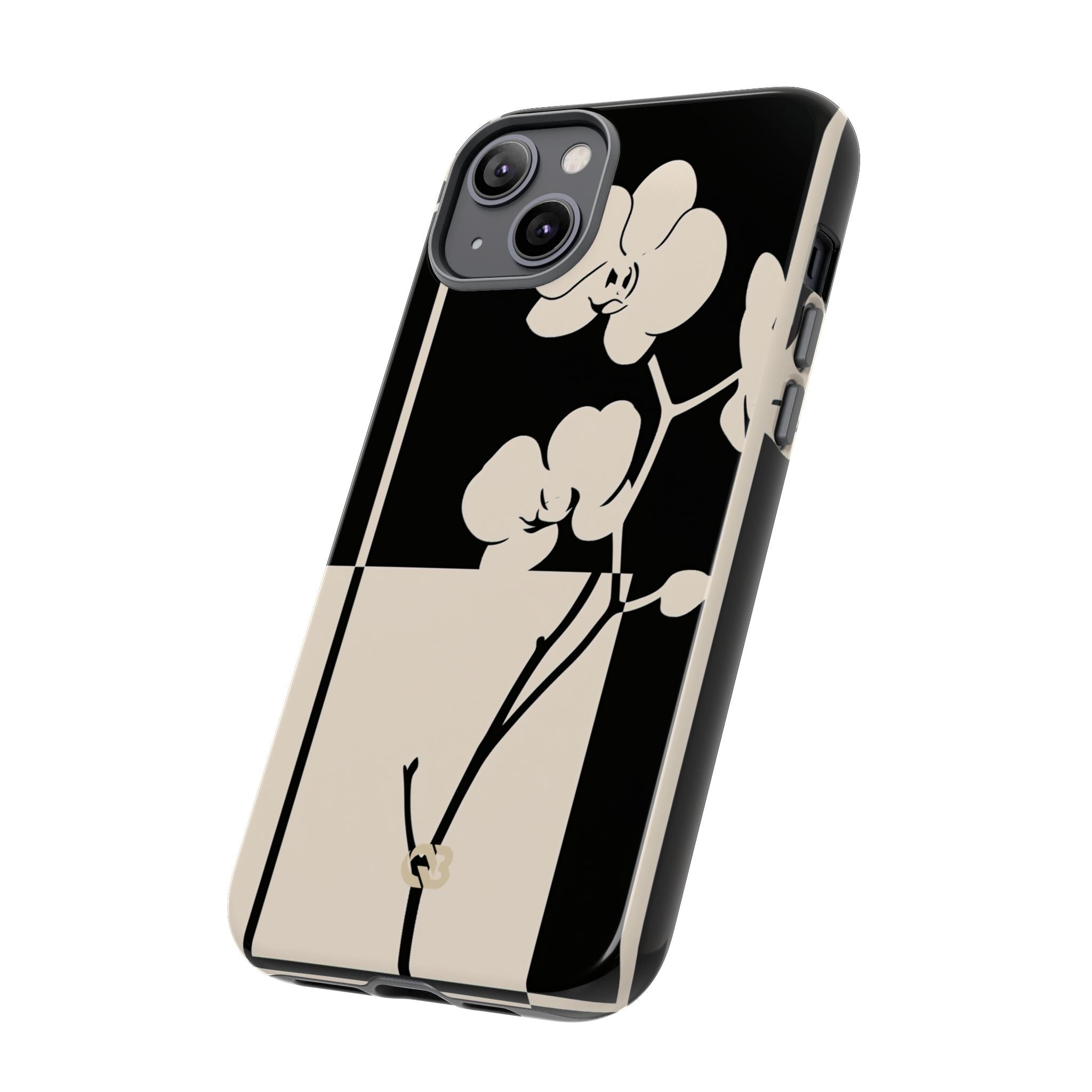 Beige Tough Phone Case for iPhone - Nocturnal Orchid Frame