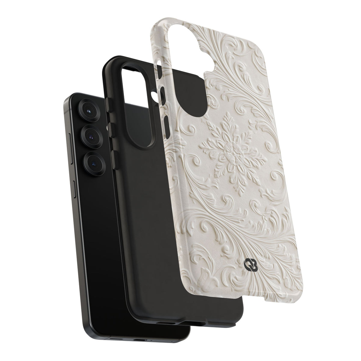 Ivory Baroque Relief · Tough Phone Case for Samsung · White