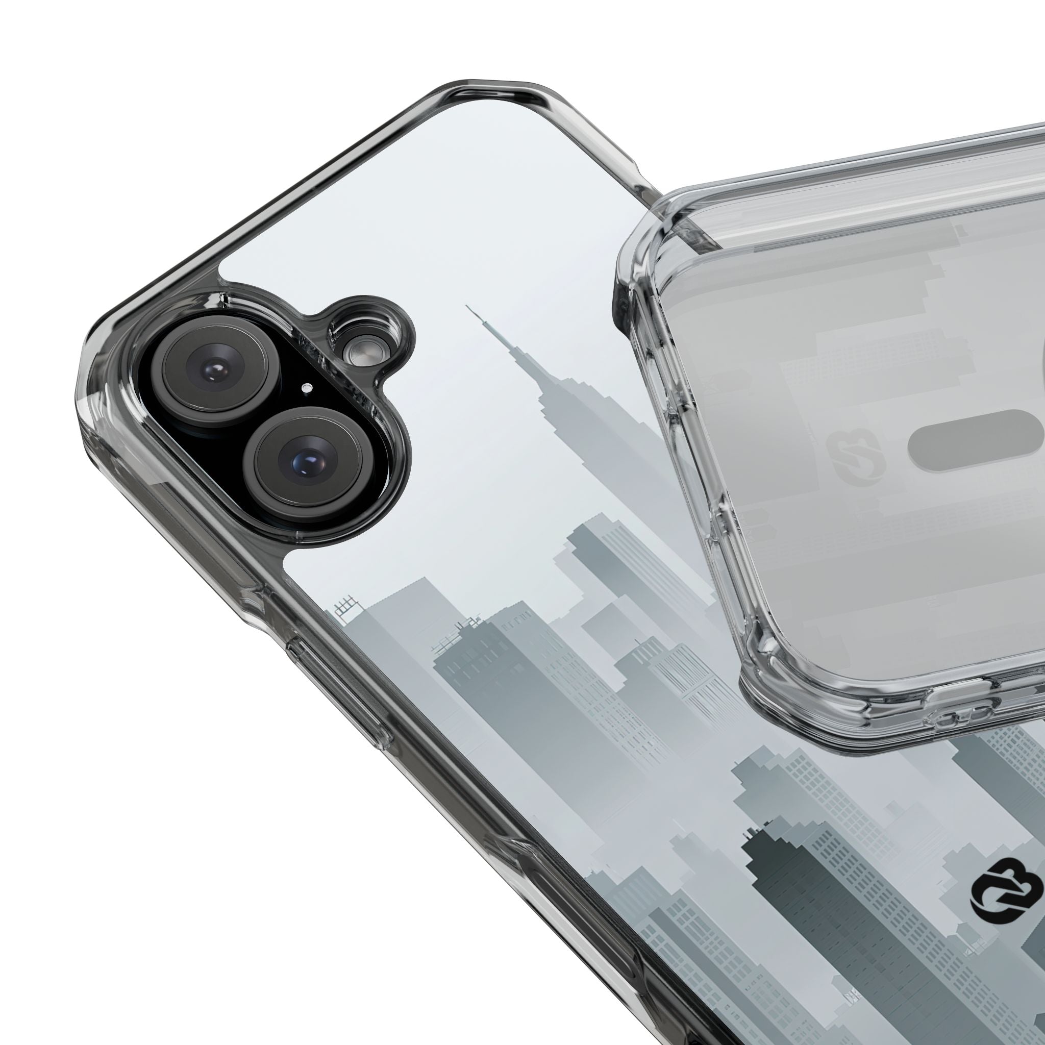Grey Impact MagSafe Phone Case for iPhone - Steel Mist Skyline