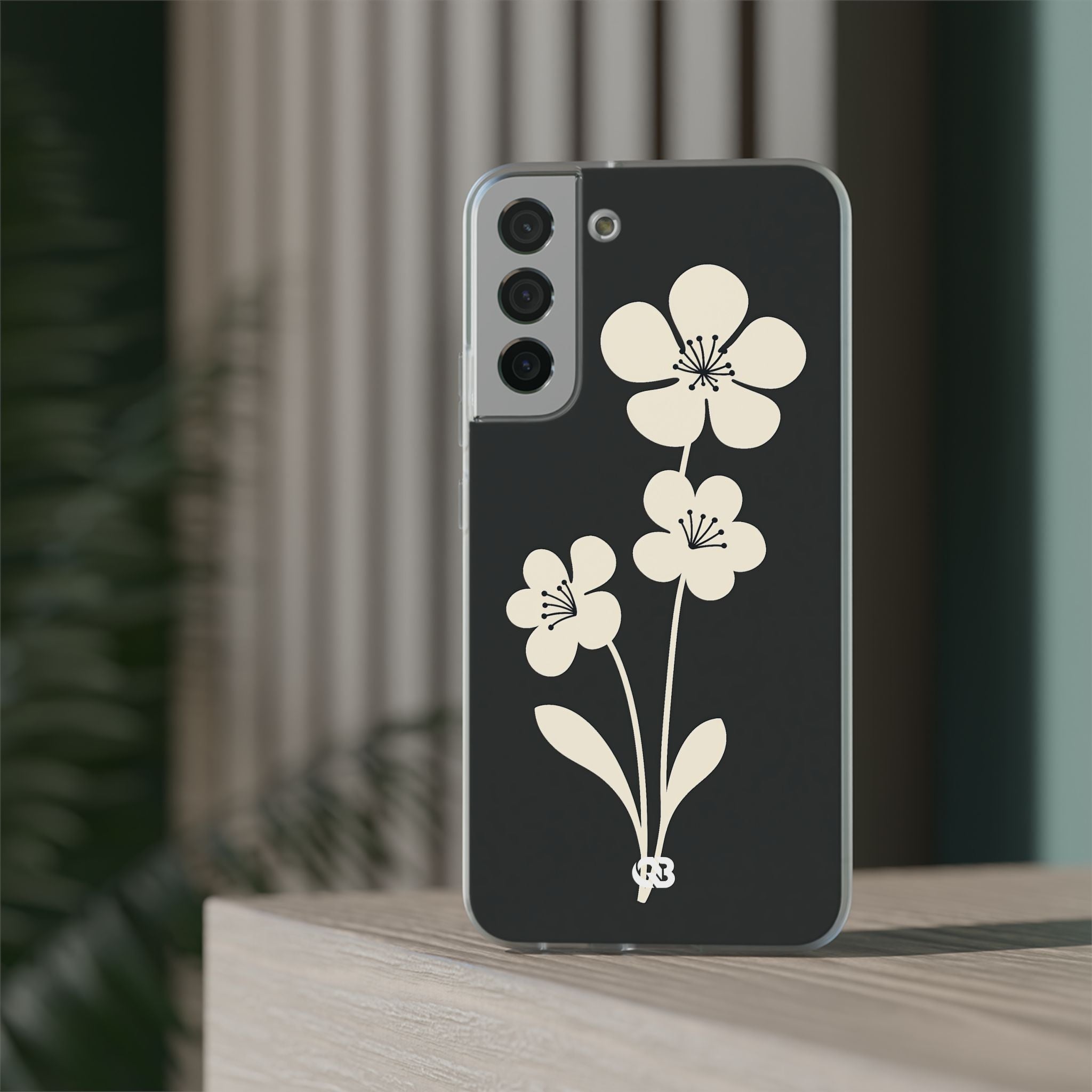 Black Lite Phone Case for Samsung - Obsidian Cream Bloom