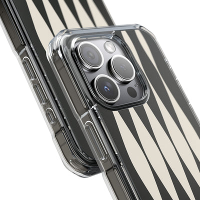 Black Impact MagSafe Phone Case for iPhone - Ivory Spindle Grid