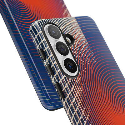 Blue Tough Phone Case for Samsung - Orange Orbit Grid