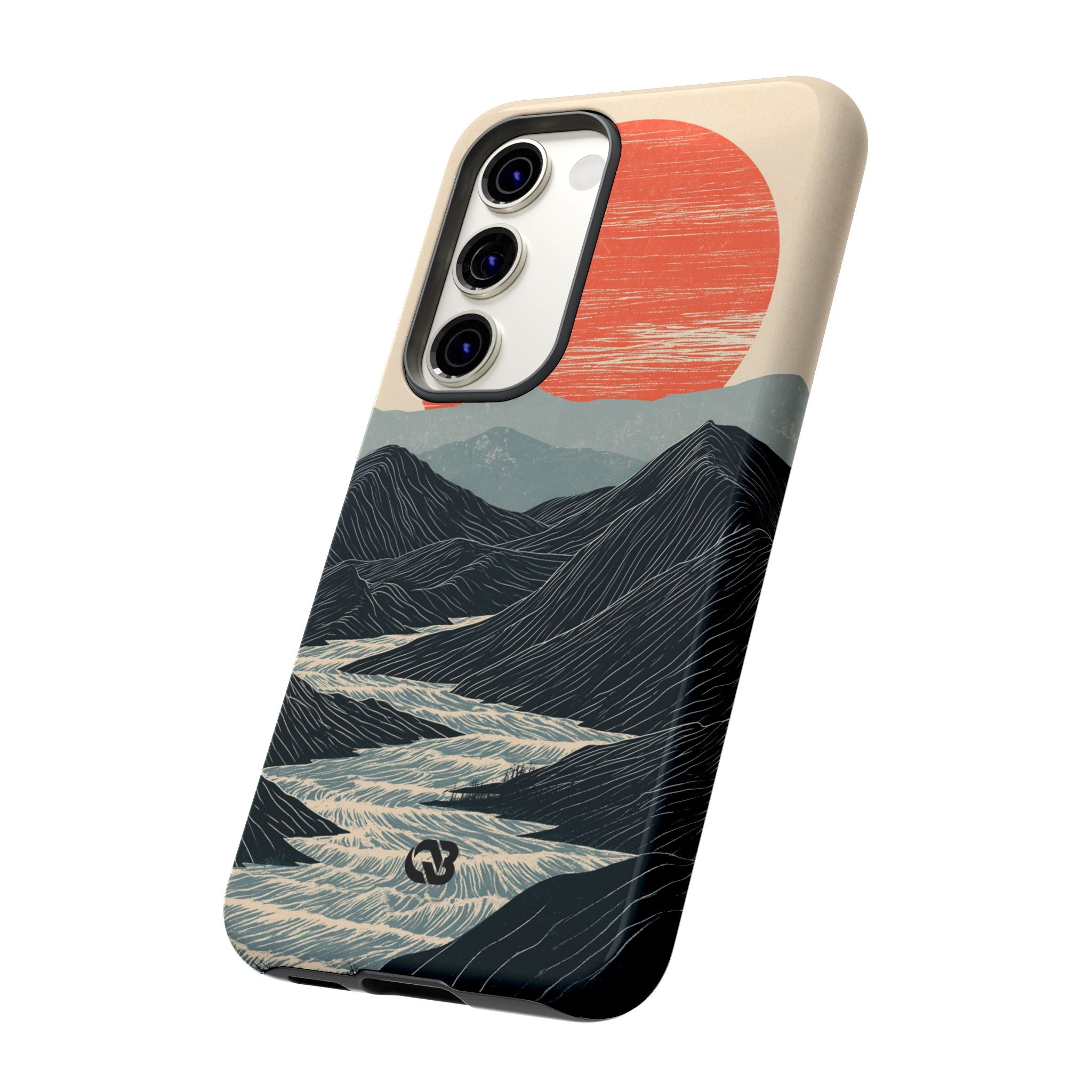 Beige Tough Phone Case for Samsung - Crimson Ridge Flow