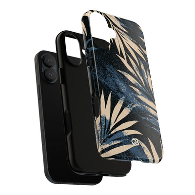 Blue Tough Phone Case for iPhone - Midnight Indigo Palm