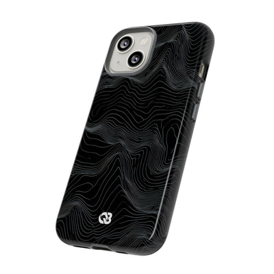 Black Tough Phone Case for iPhone - Obsidian Topo Wireframe