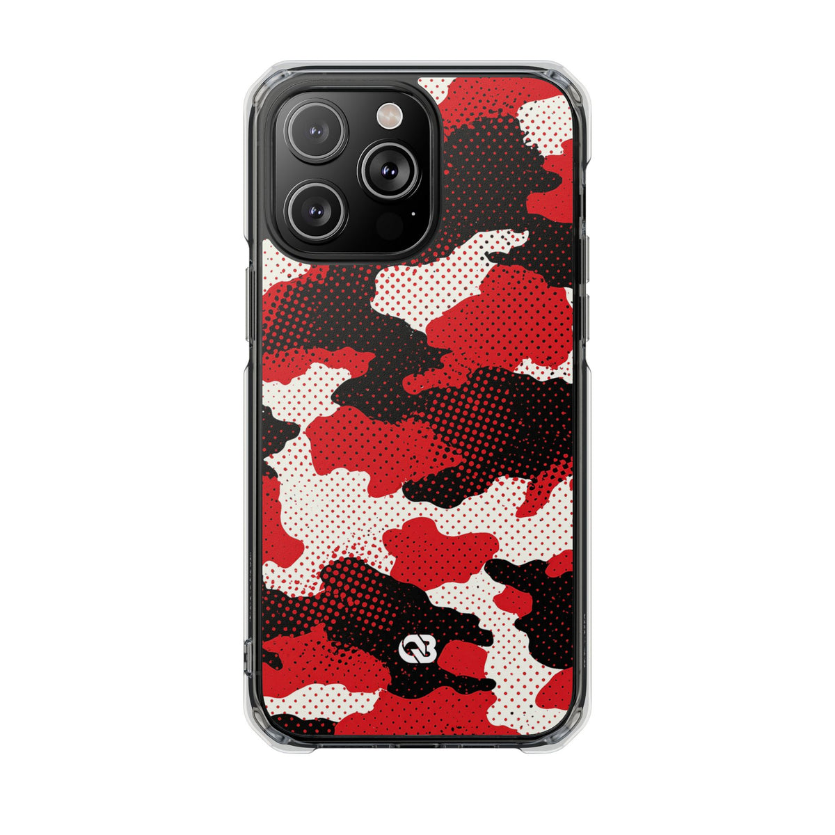 Crimson Halftone Camo · Clear Impact Magnetic Phone Case for iPhone · Red