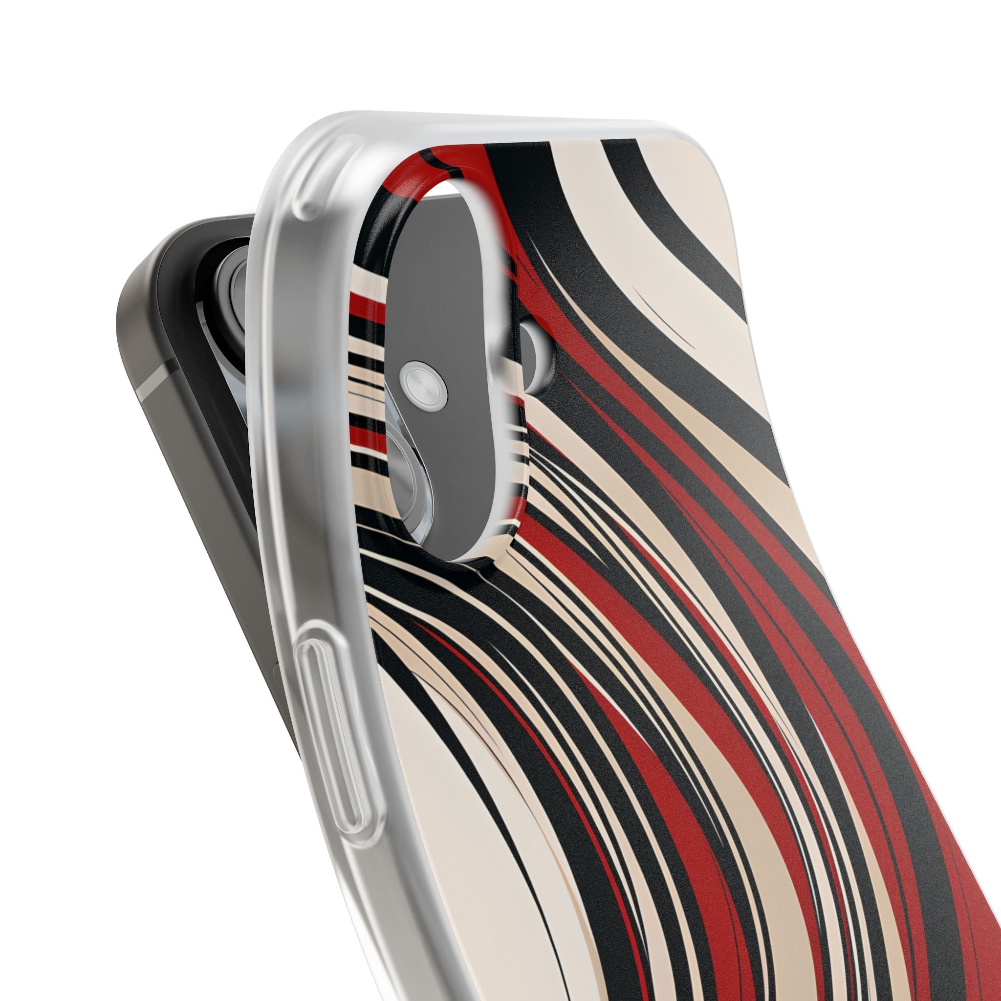 Crimson Flow Waves · Soft Phone Case for iPhone