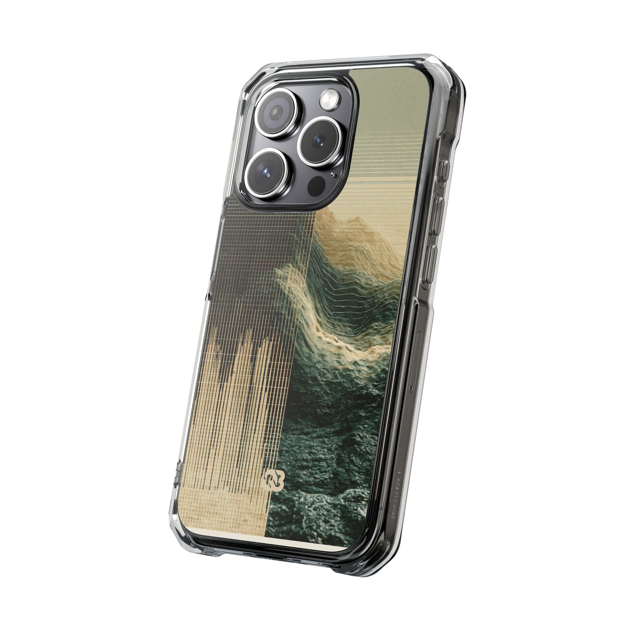 Beige Impact MagSafe Phone Case for iPhone - Veridian Data Ridge