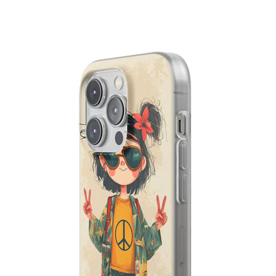 Retro Peace Girl · Soft Phone Case for iPhone