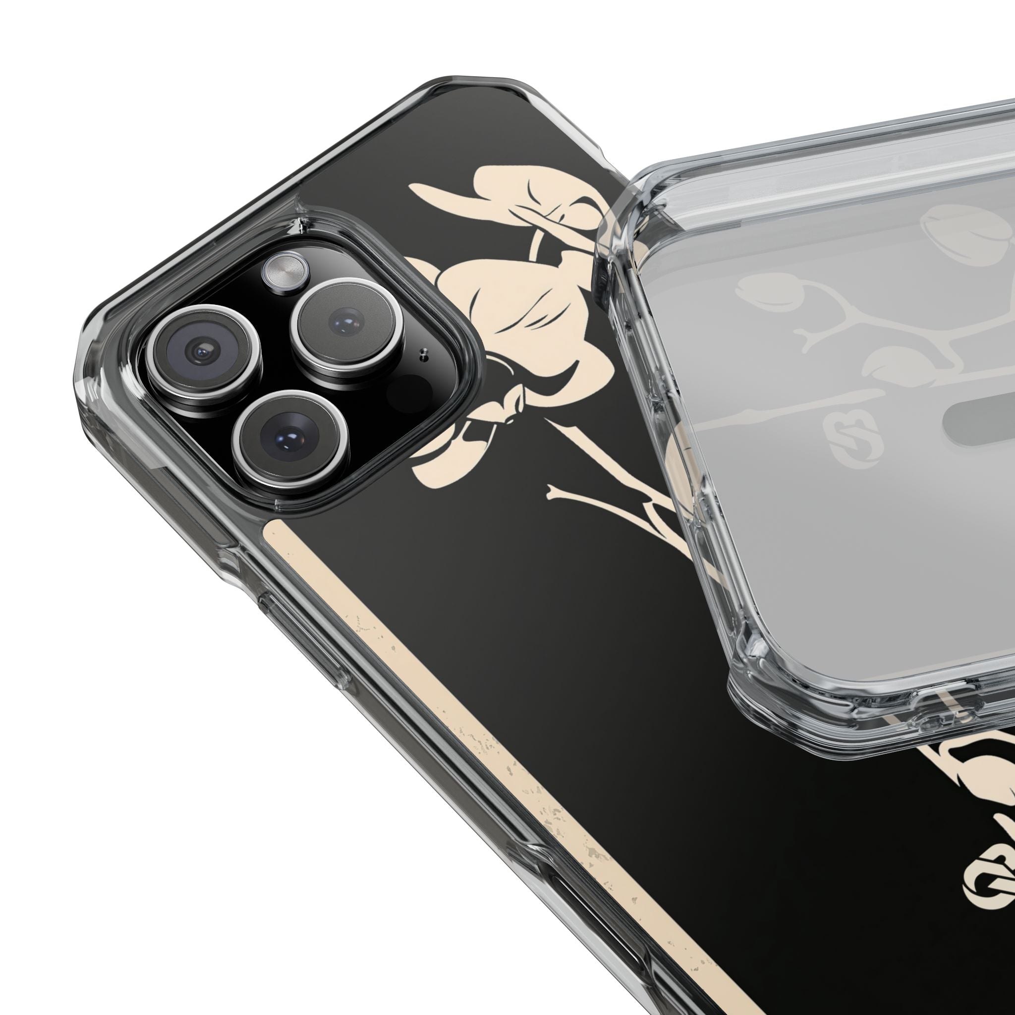 Black Impact MagSafe Phone Case for iPhone - Obsidian Bone Orchid