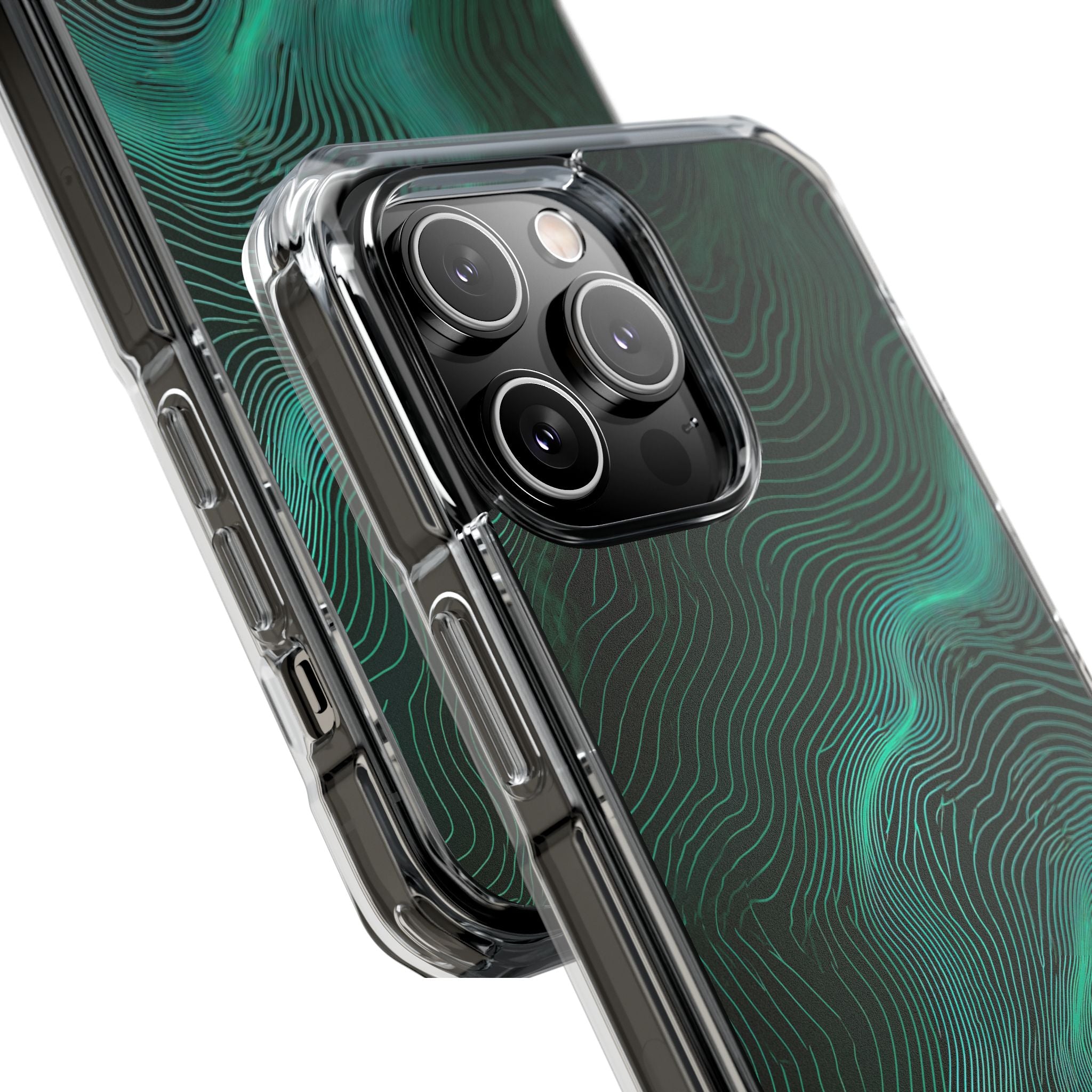Teal Impact MagSafe Phone Case for iPhone - Neon Jade Contour