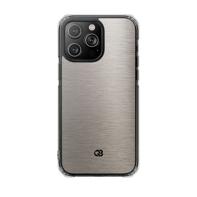 Grey Impact MagSafe Phone Case for iPhone - Brushed Nickel Linen
