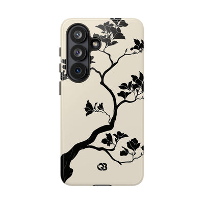 Beige Tough Phone Case for Samsung - Obsidian Bonsai Silhouette