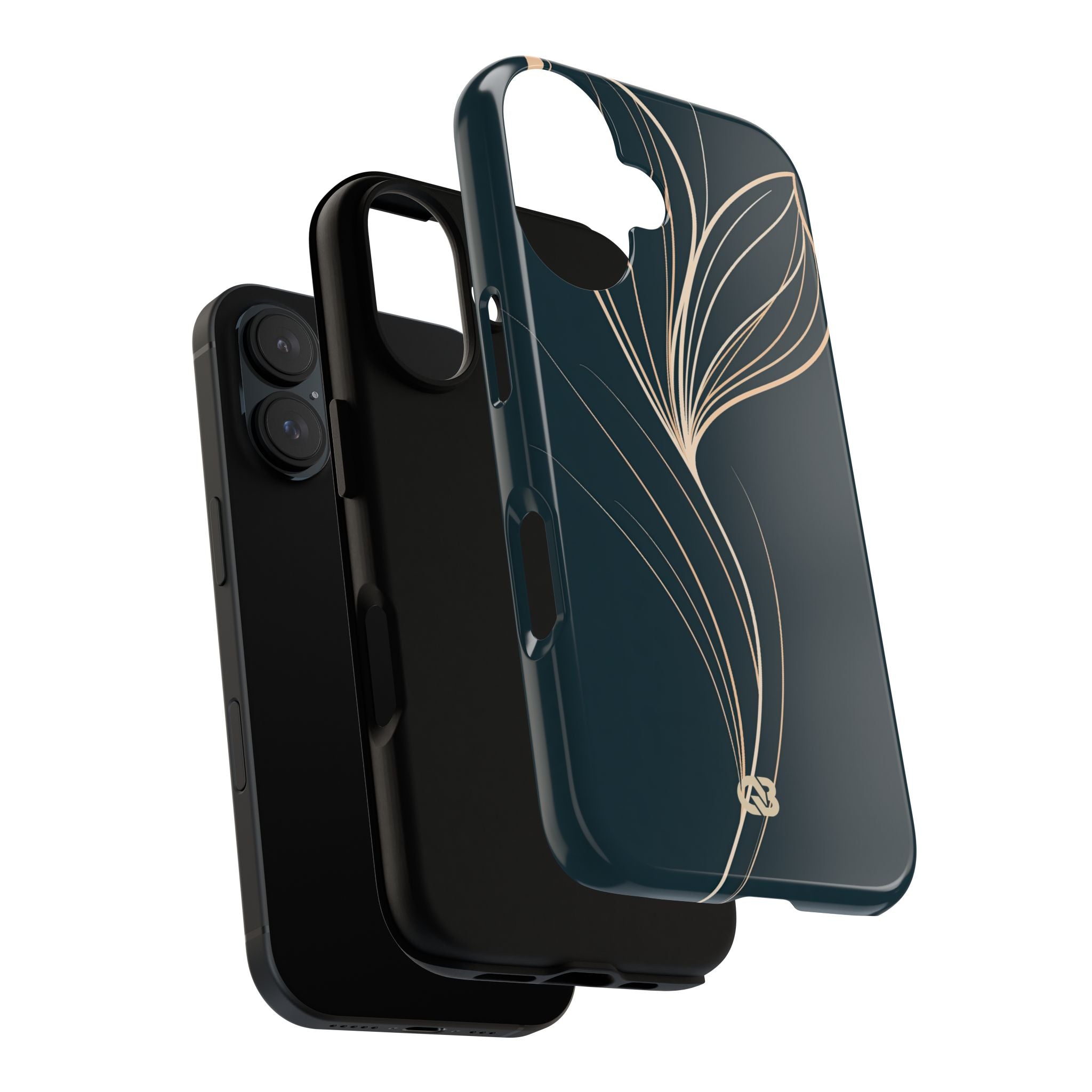 Teal Tough Phone Case for iPhone - Sandstone Silk Flora