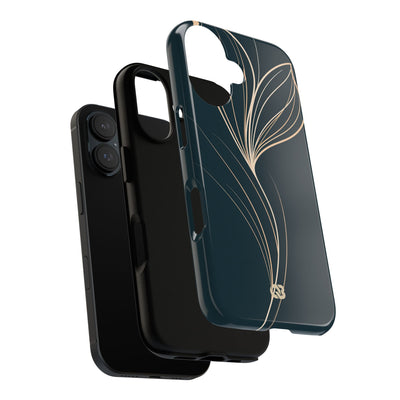 Teal Tough Phone Case for iPhone - Sandstone Silk Flora