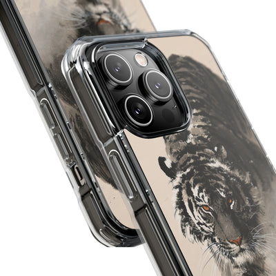 Ink Wash Tiger · Clear Impact Magnetic Phone Case for iPhone · Beige